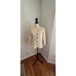 Vintage medium 90s wide knit cream cardigan sweater